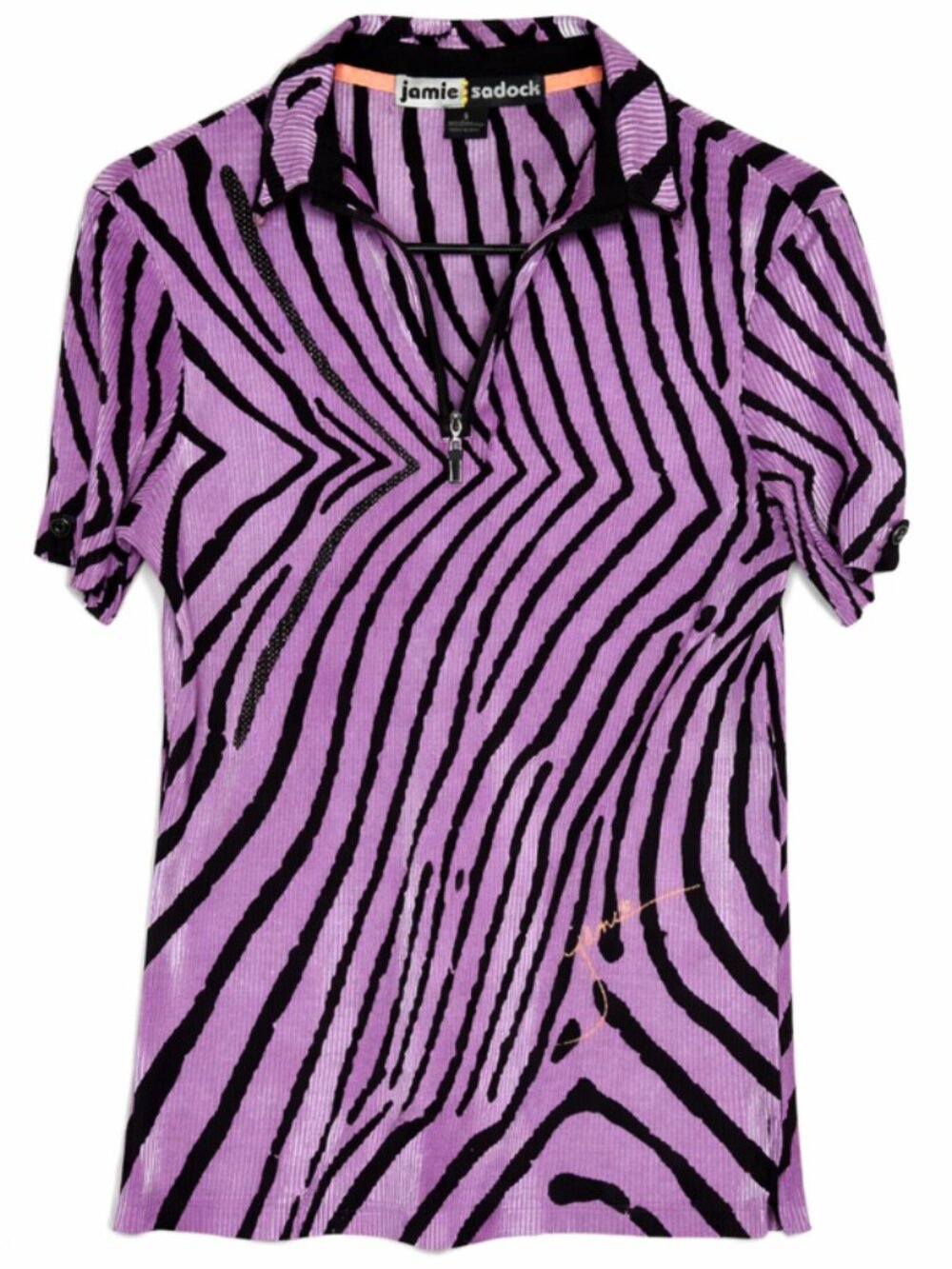 Jamie Sadock Zebra Print Crinkle Top | Lightweight Silky Golf Athleisure Sz S